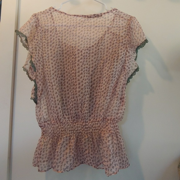 Sheer Butterfly Ruffle Blouse - Picture 3 of 4